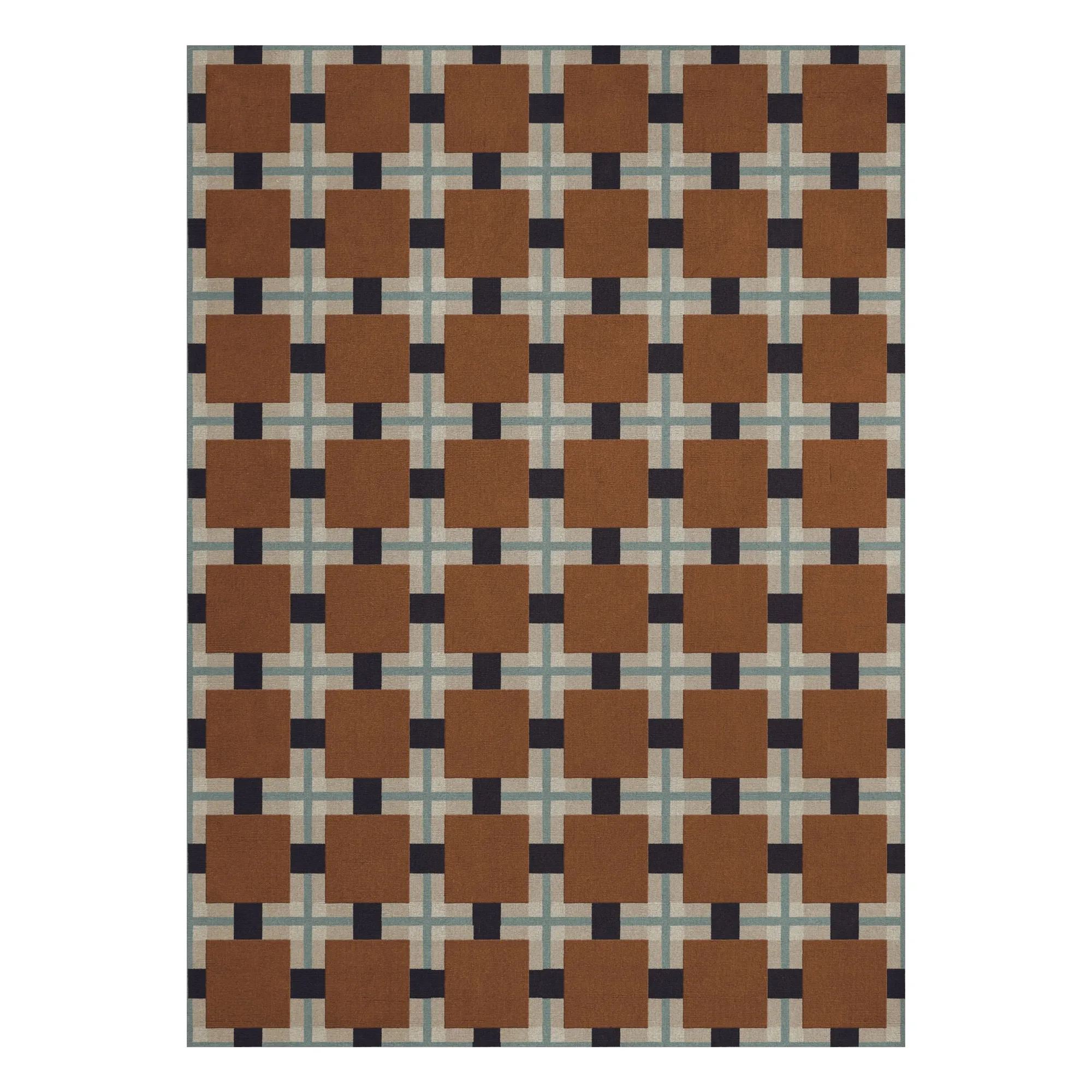 Layered Women's Ochre Wool Rug A Walk In The Park, Evelina Kroon