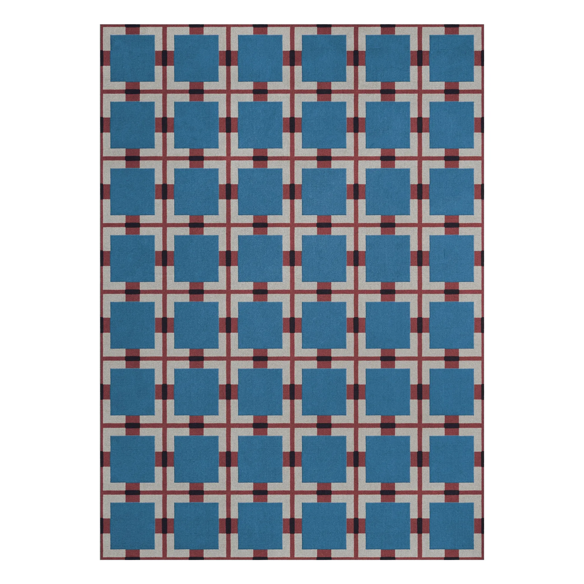 Layered Women's Blue Wool Rug A Walk In The Park, Evelina Kroon