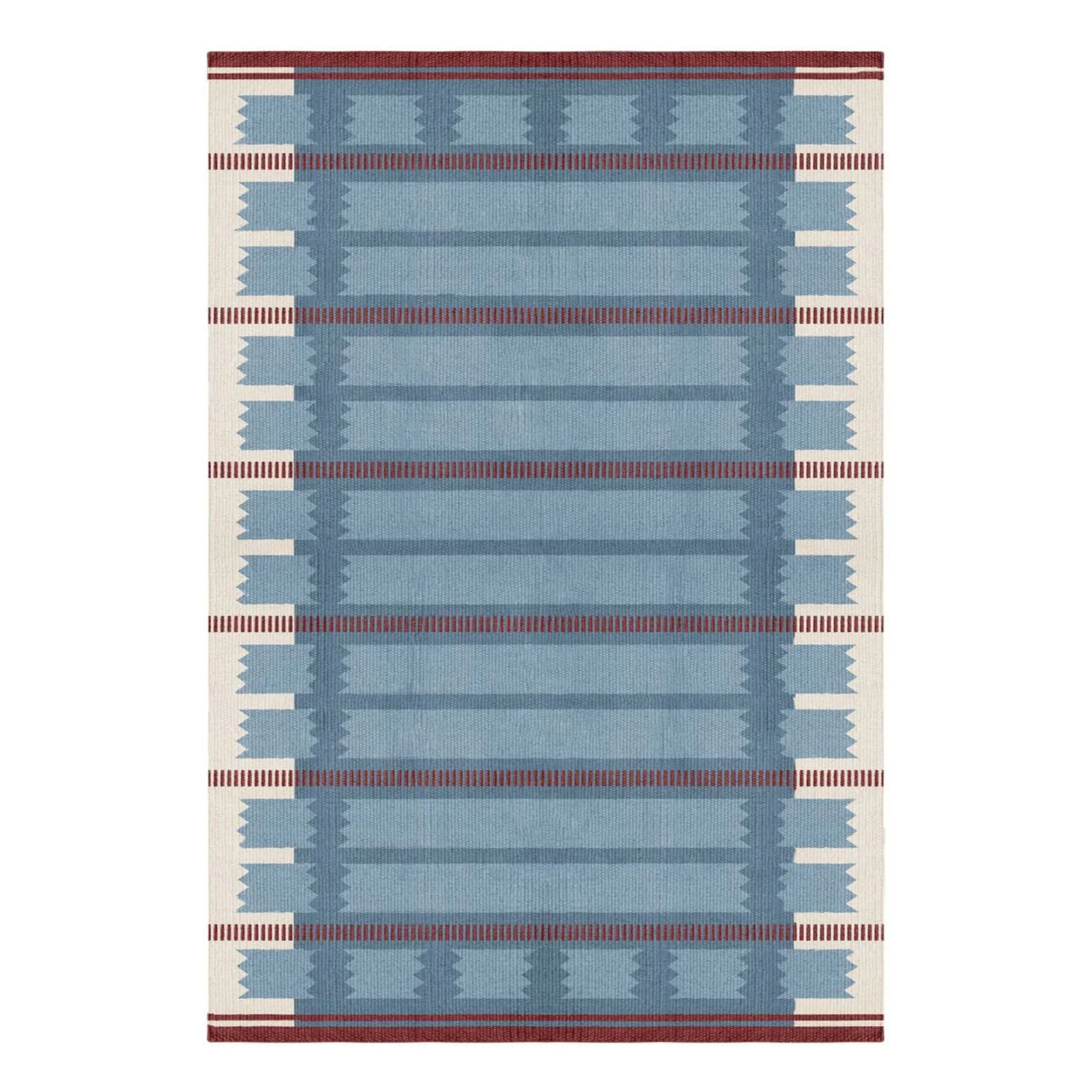 Layered Women's Petrol Blue Röllakan Iris Wool Rug