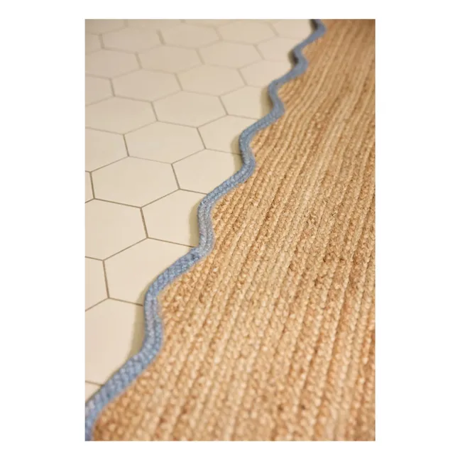 Tapis de couloir en jute Scallop | Bleu