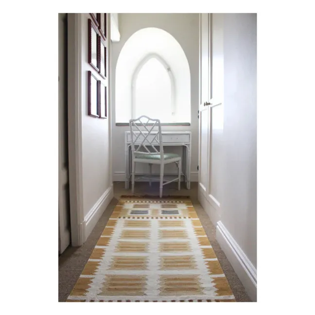 Alfombra de lana para pasillo Hilma de Röllakan | Amarillo Mostaza