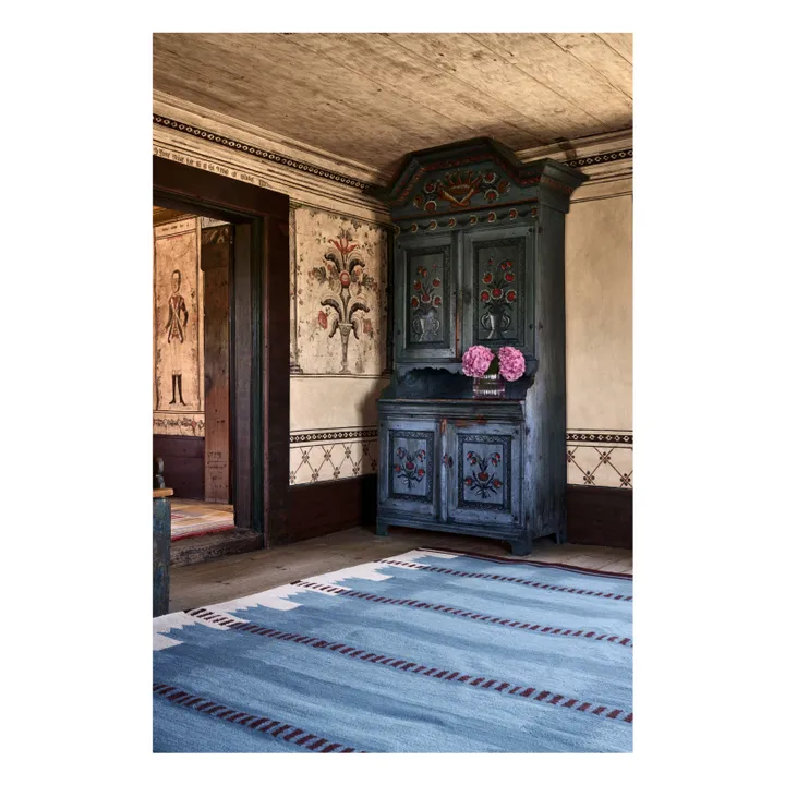 Tapis en laine Röllakan Iris | Bleu pétrole- Image produit n°1