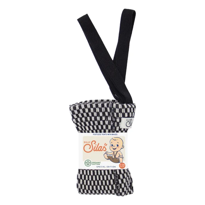 Collants Carreaux Coton Bio | Noir- Image produit n°0