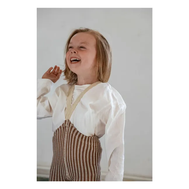 Striped Organic Cotton Tights | Cream