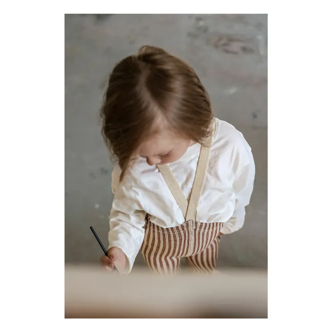 Striped Organic Cotton Tights | Cream