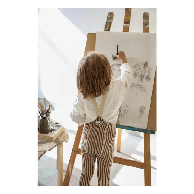 Striped Organic Cotton Tights | Cream