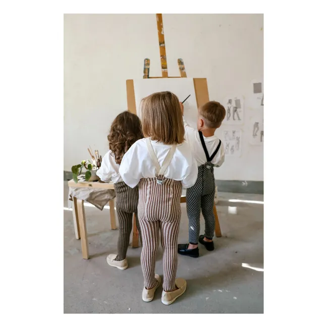 Striped Organic Cotton Tights | Cream