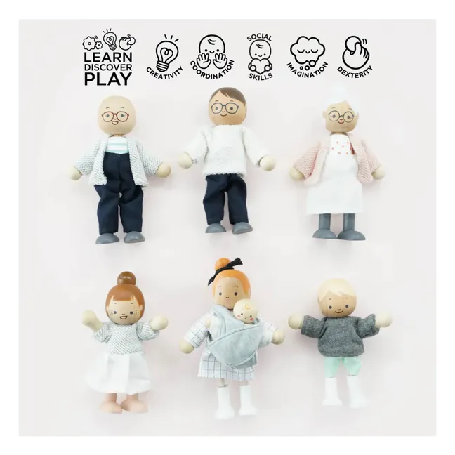 Wooden dollhouse family