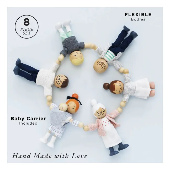 Familia de casas de muñecas de madera