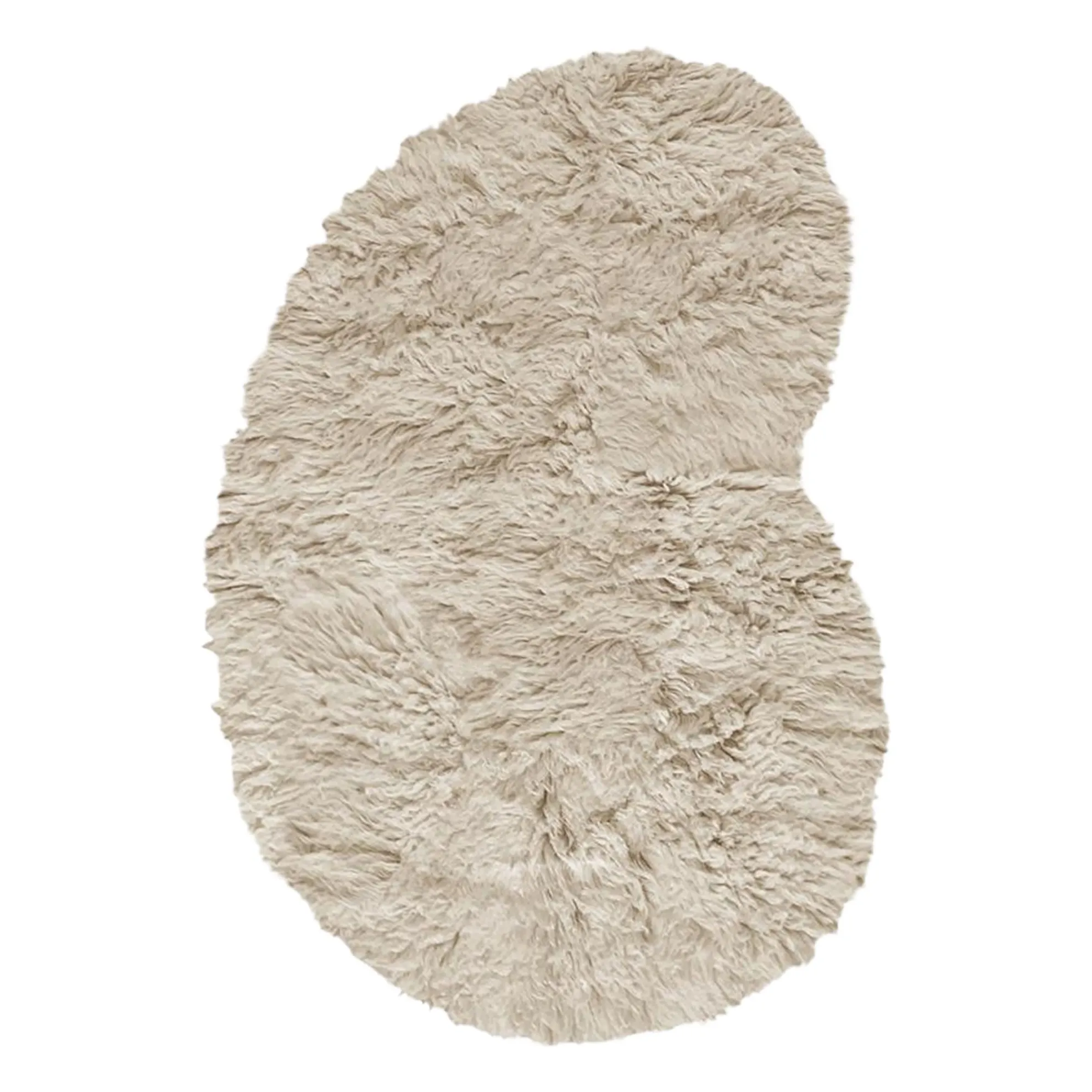 Layered Beige Shaggy Residue Wool Carpet