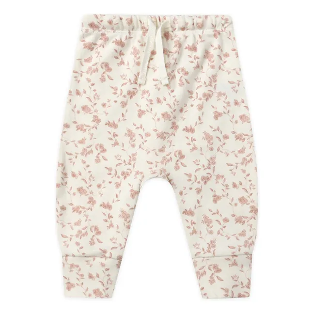 Pantalones florales de algodón orgánico | Marfil