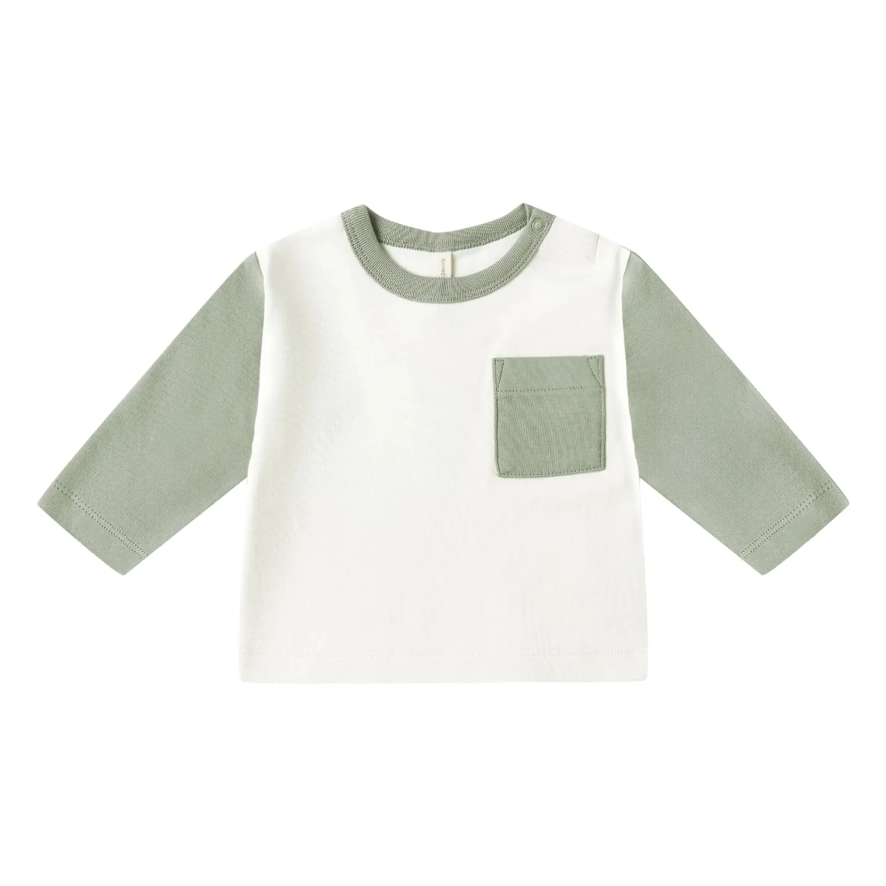 Quincy Mae Celadon Organic Cotton Raglan Pocket T-Shirt