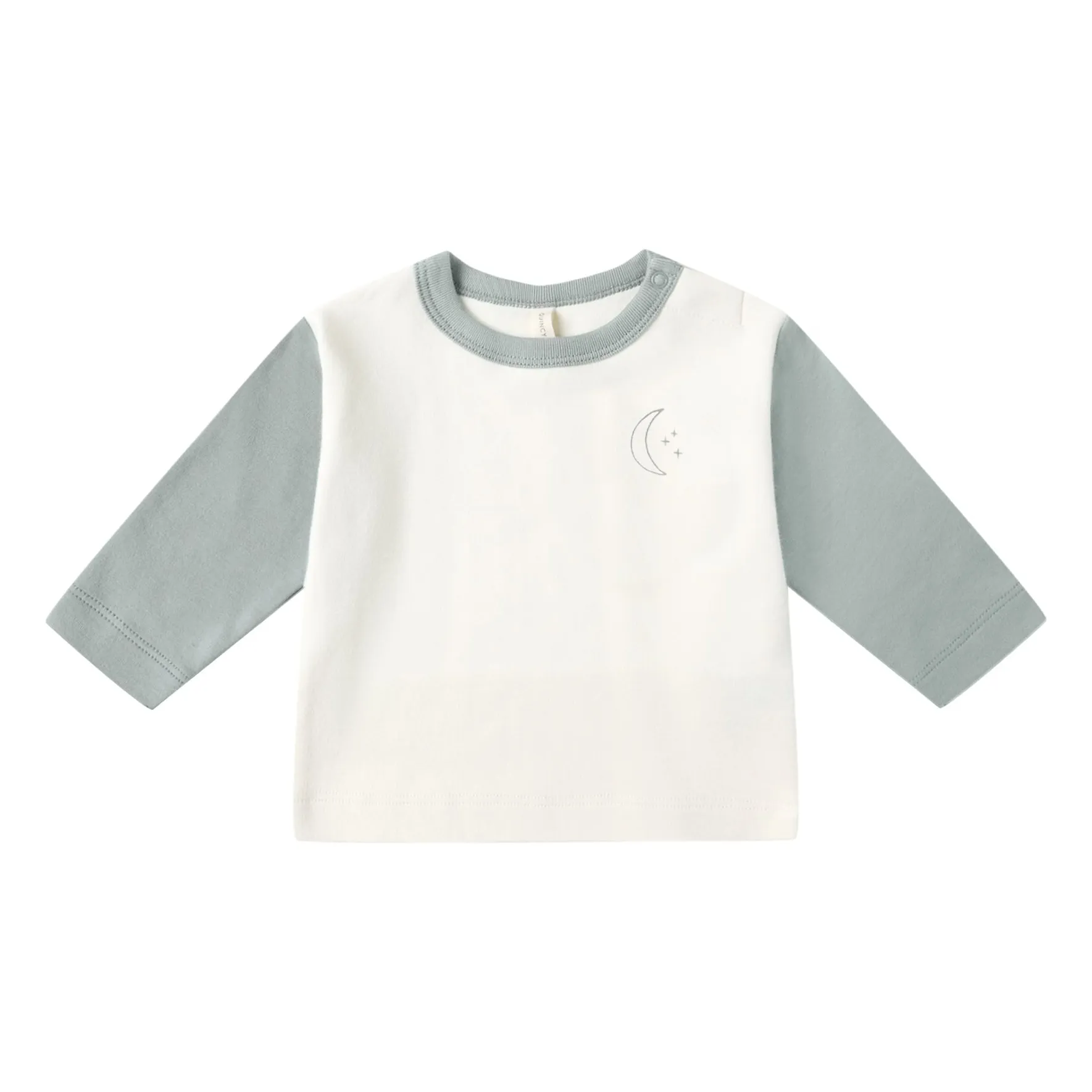 Quincy Mae Grey Blue Lune Coton Bio Raglan T-Shirt