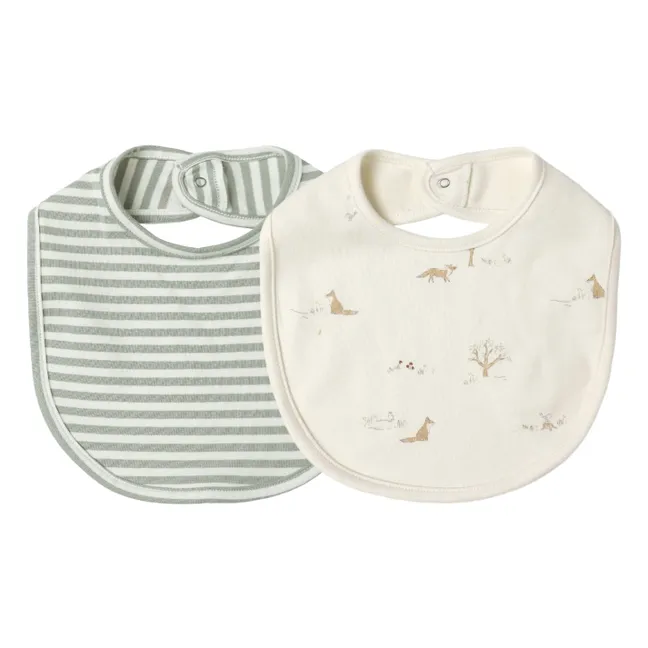 Lot 2 Bavoirs Renards Coton Bio | Ivoire