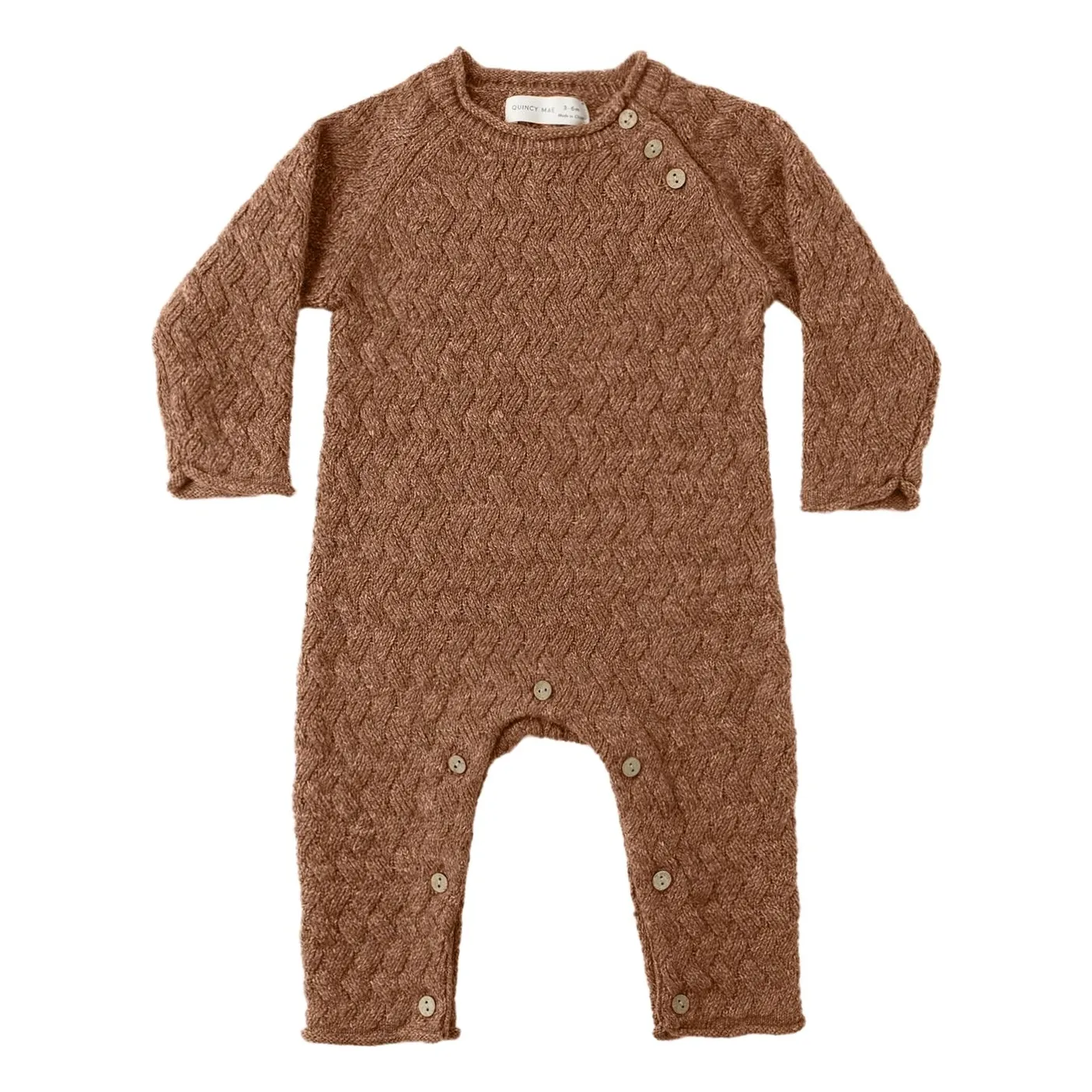 Quincy Mae Brown Organic Cotton Knitted Jumpsuit