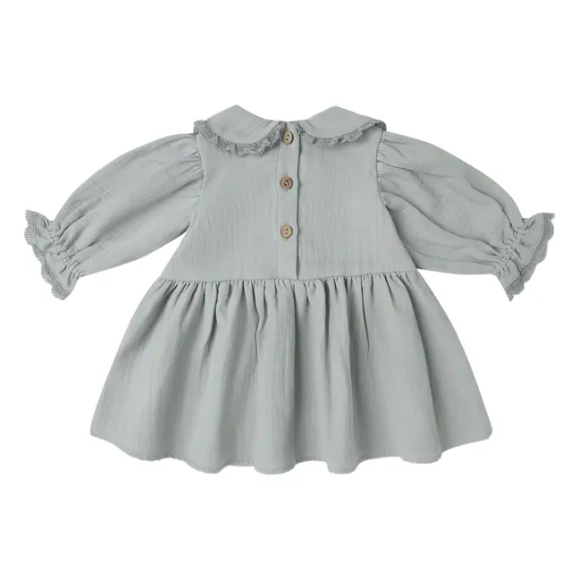Robe Col Gaze de Coton Bio | Bleu gris