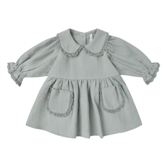 Robe Col Gaze de Coton Bio | Bleu gris