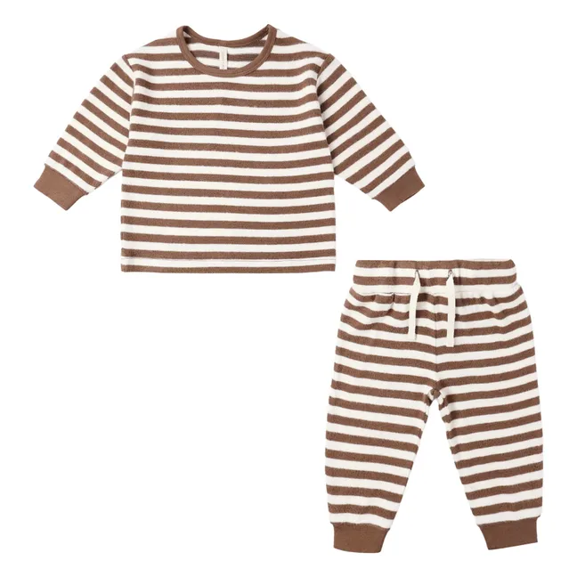 Ensemble Pull et Pantalon Rayé Bamboo | Marron