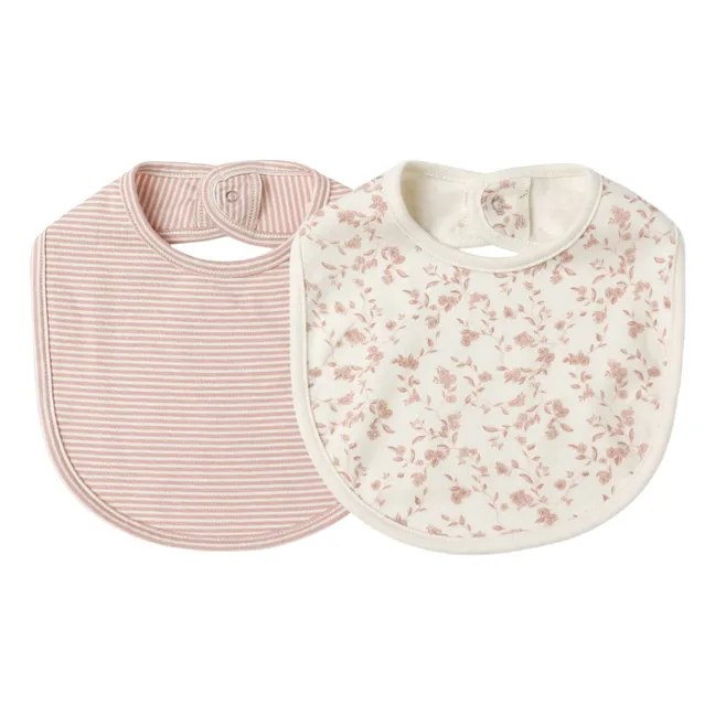 Set of 2 Organic Cotton Flower Bibs | Pink