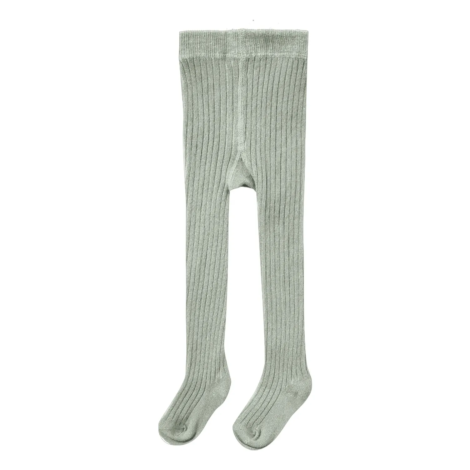 Quincy Mae Green Ribbed Organic Cotton Tights