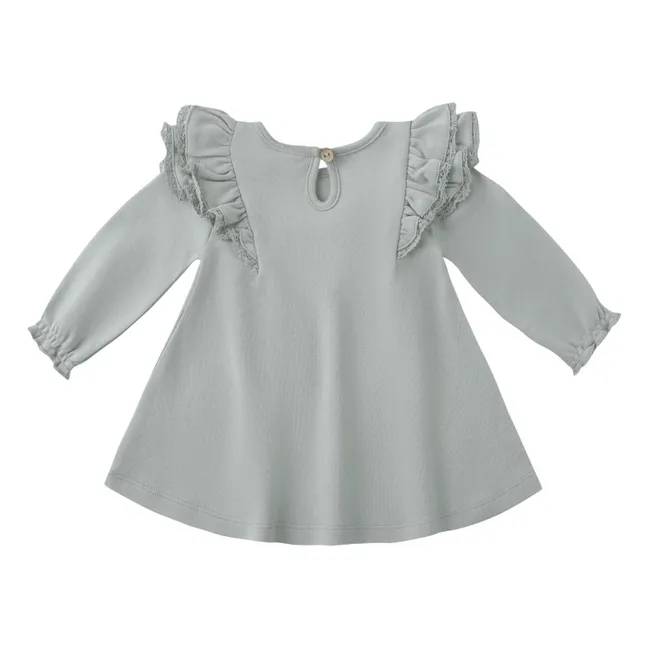 Robe Volants Coton Bio | Bleu gris