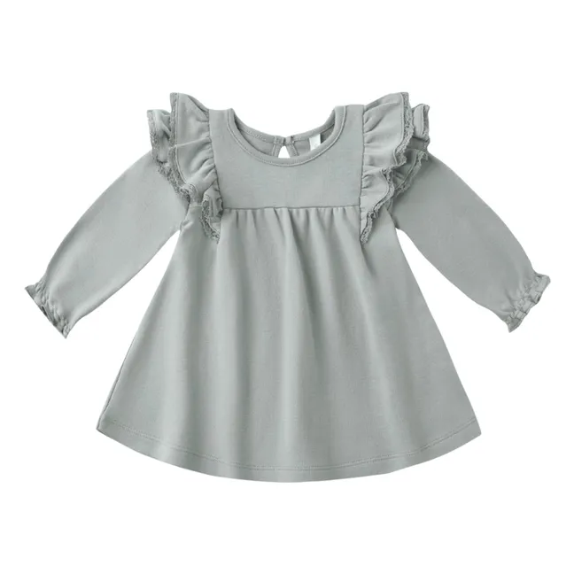 Robe Volants Coton Bio | Bleu gris