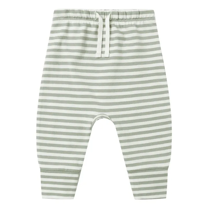 Pantalón a rayas de algodón ecológico | Verde Celedón- Imagen del producto n°0