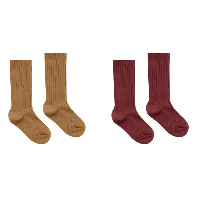 Lot de 2 Paires de Chaussettes Côtelées | Bordeaux