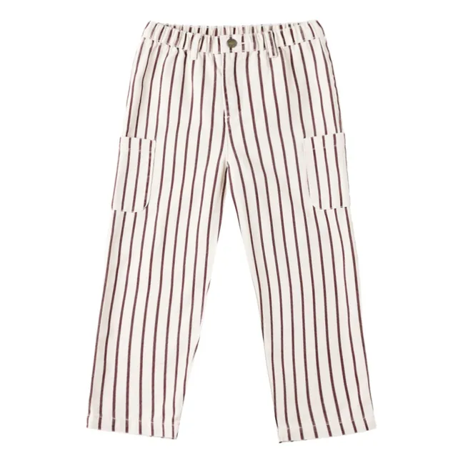 Pantalon Cargo Rayures | Ecru