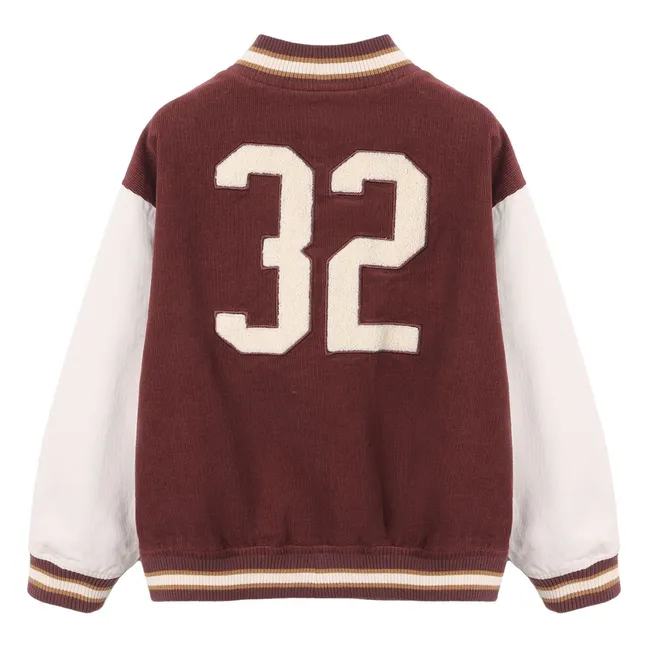 Bomber Varsity Velours Côtelé | Bordeaux