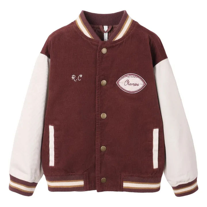 Bomber Varsity Velours Côtelé | Bordeaux- Image produit n°0