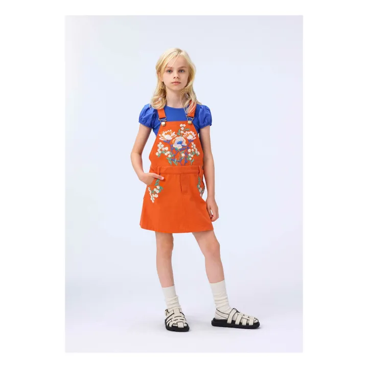 Vestido con peto de algodón orgánico Chakala | Naranja- Imagen del producto n°1