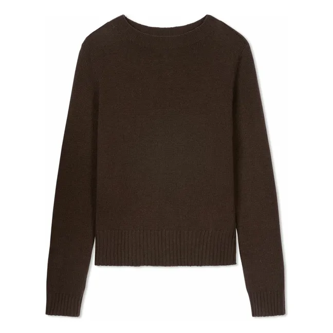 Round Neck Sweater 4 Threads Cashmere | Chocolate