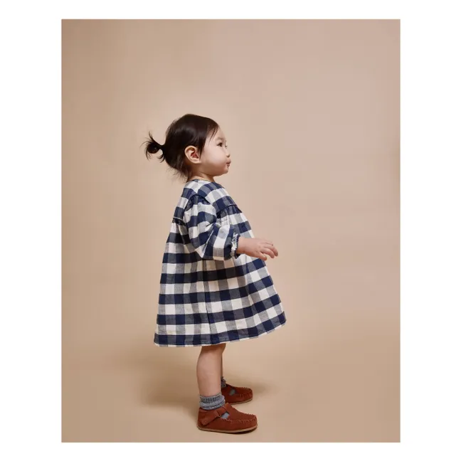 Robe Gingham Carreaux Bébé | Bleu marine