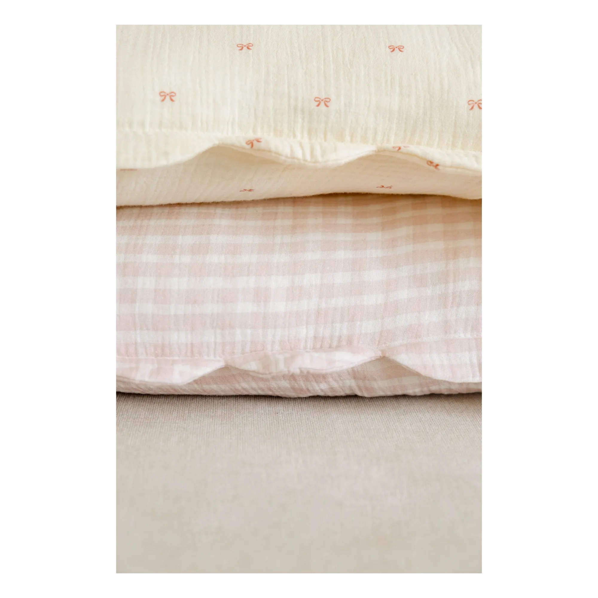 Soft Spot Ecru Organic Cotton Ribbon Pillowcases - Set Of 2