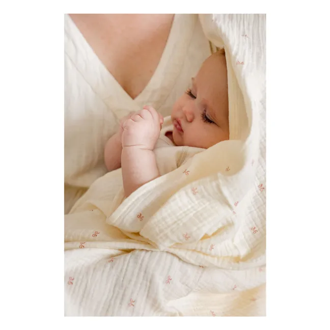 Lange d'emmaillotage Ribbon en coton bio | Ecru