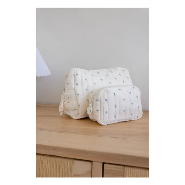 Periwinkle make-up bag in organic cotton | Blue
