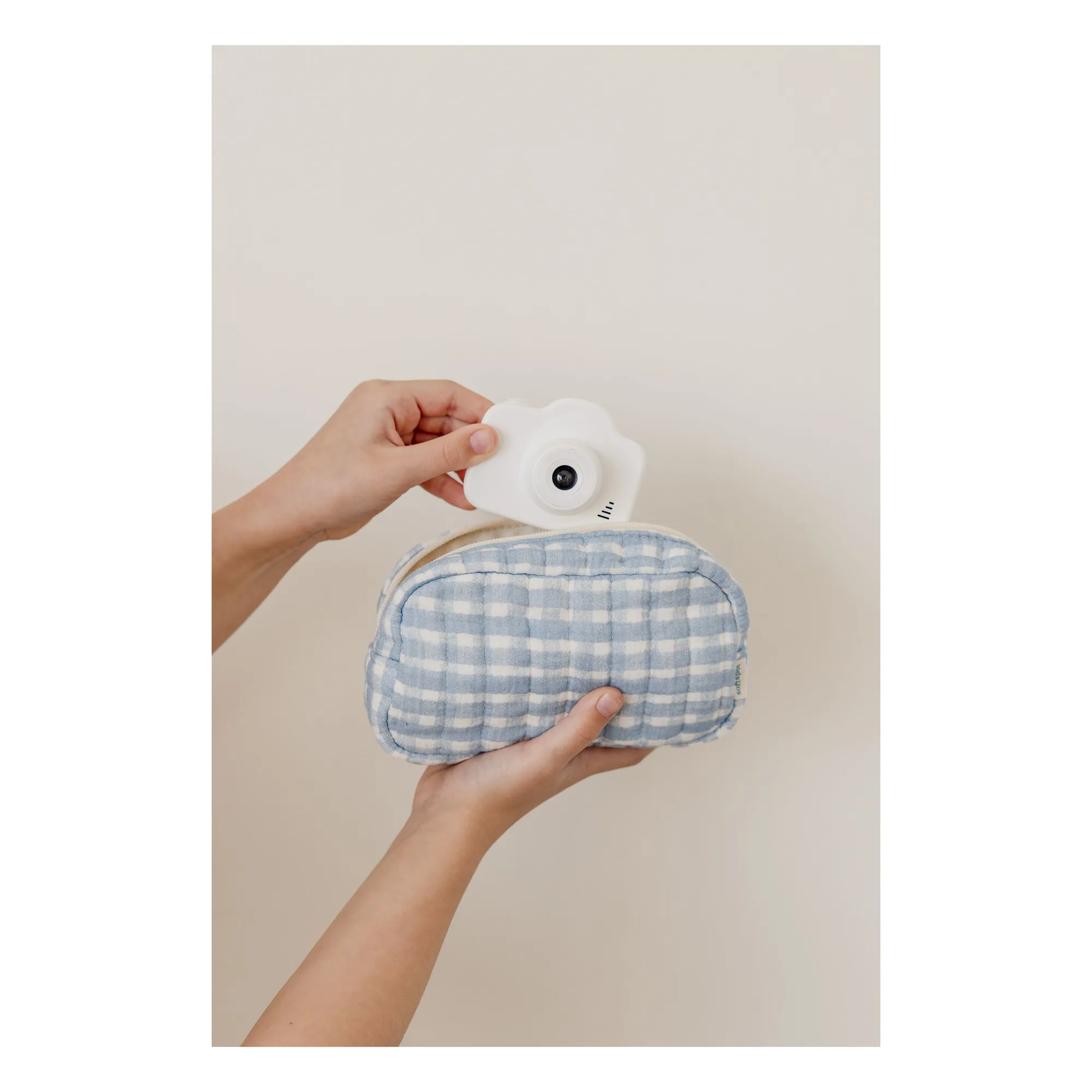 Soft Spot Blue Cottage Make-Up Bag In Organic Cotton