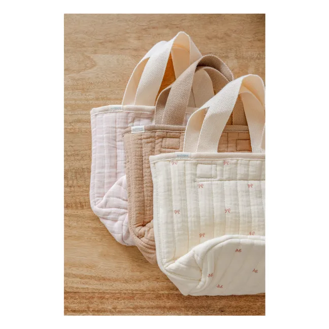 Ribbon storage basket in organic cotton | Ecru