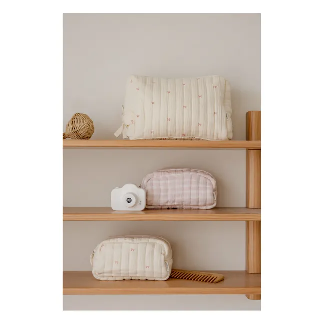 Ribbon toiletry bag in organic cotton | Ecru