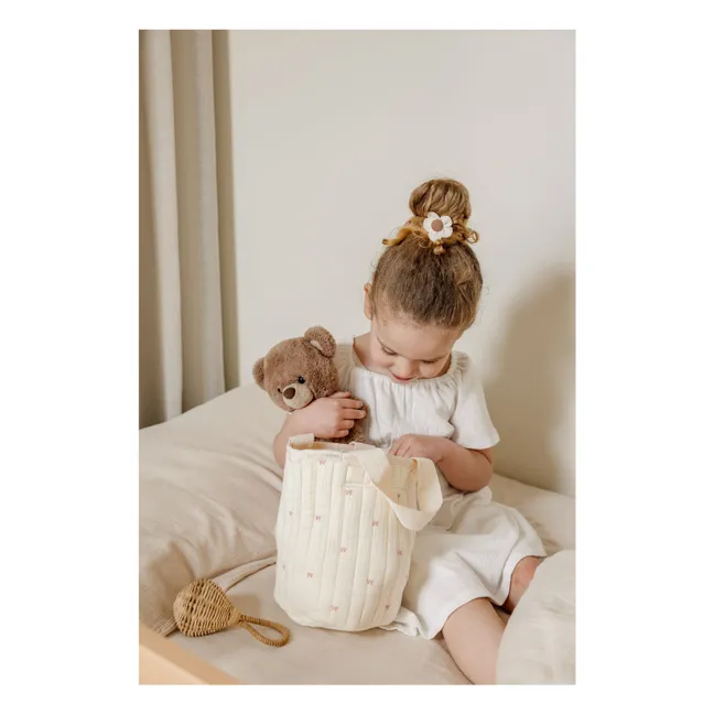 Ribbon storage basket in organic cotton | Ecru