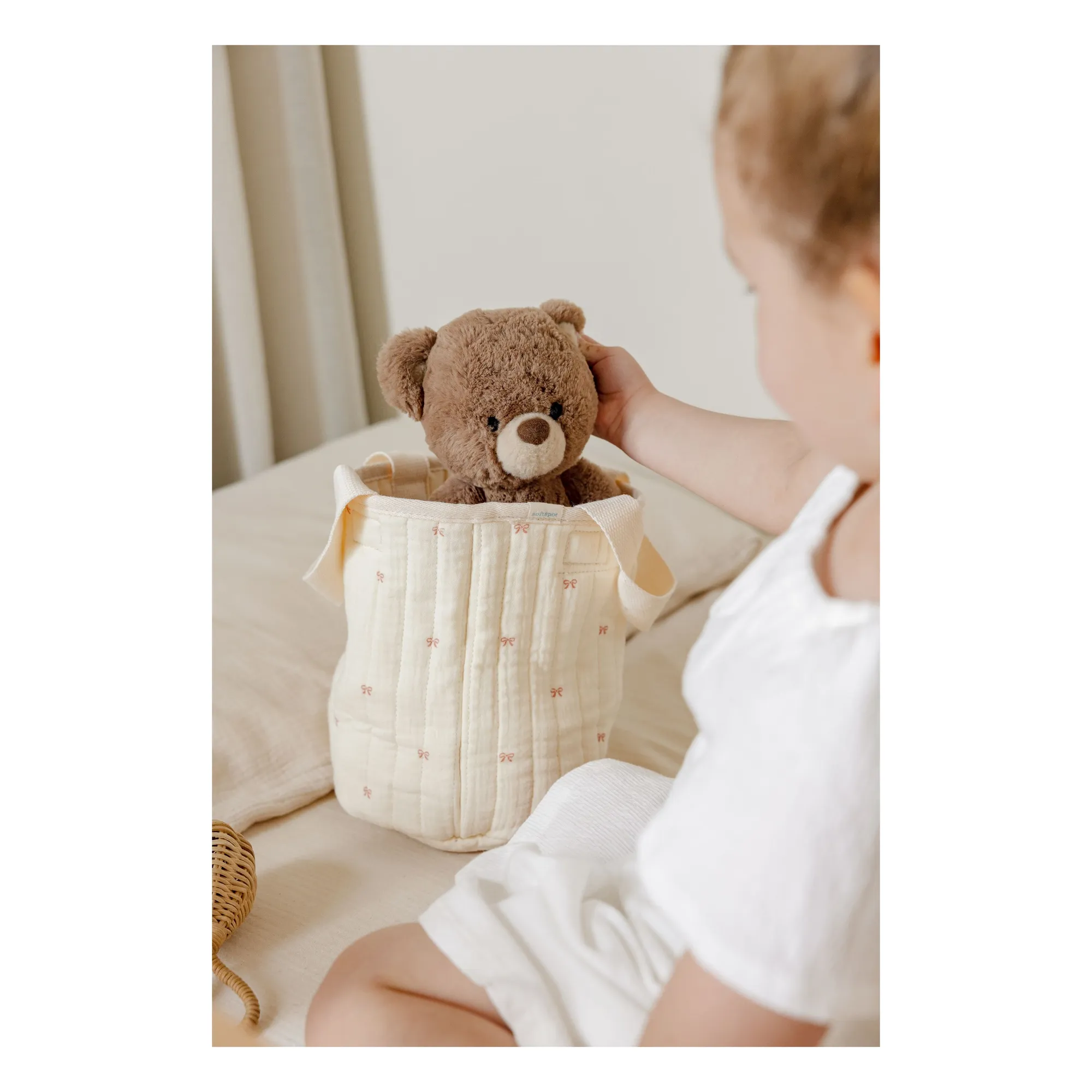 Panier de rangement Ribbon en coton bio | Ecru- Image produit n°1