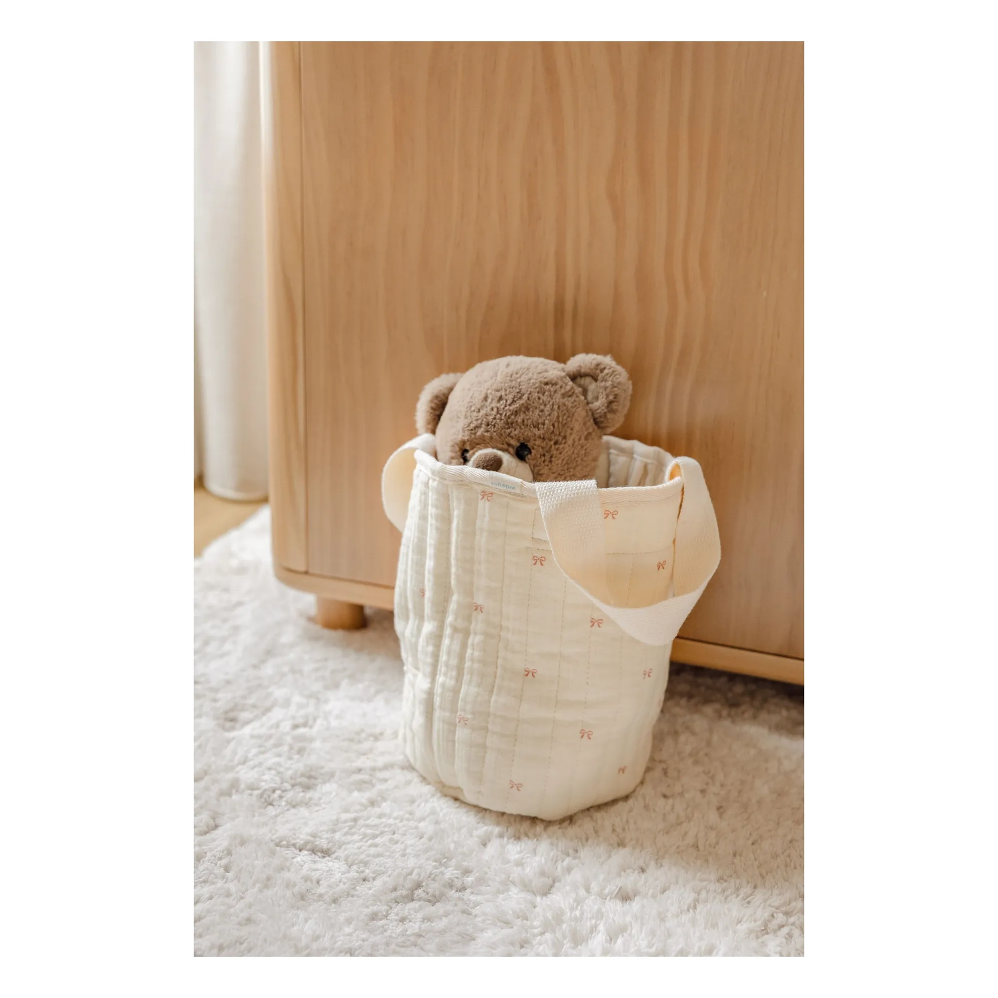 Panier de rangement Ribbon en coton bio | Ecru- Image produit n°0