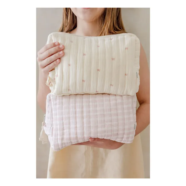 Borsa da toilette in cotone biologico a nastro | Ecru