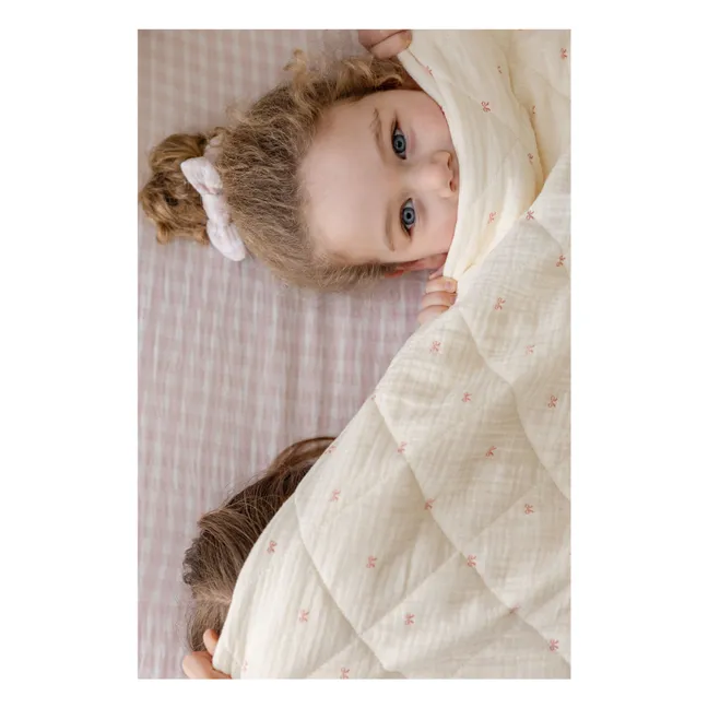 Couverture matelassée Ribbon en coton bio | Ecru