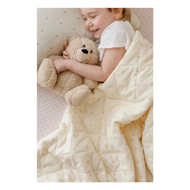 Couverture matelassée Ribbon en coton bio | Ecru