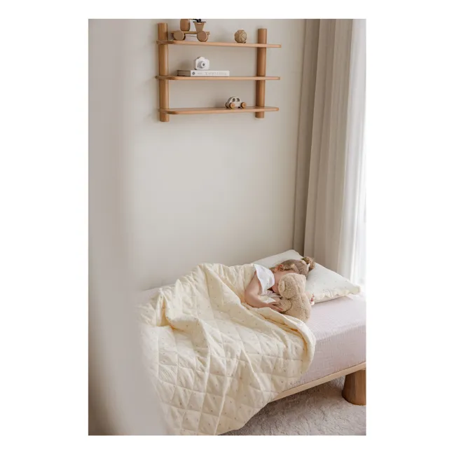 Ribbon quilted blanket in organic cotton | Ecru