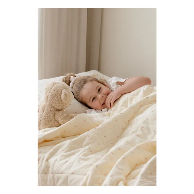 Couverture matelassée Ribbon en coton bio | Ecru