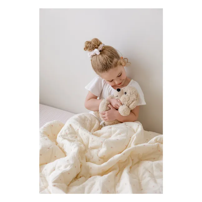 Couverture matelassée Ribbon en coton bio | Ecru
