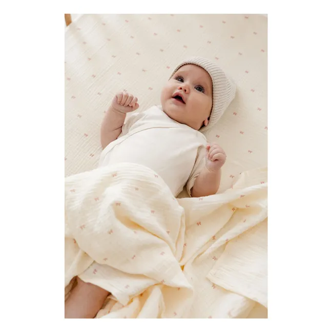 Drap-housse Ribbon en coton bio | Ecru